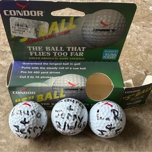 New Condor "S" Golf Balls Lot of 3 Signed Laura & Jerry 2/6/1998